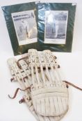 Photograph HB Hogman, facsimile signature and another, also a pair of vintage cricket pads (1 box)
