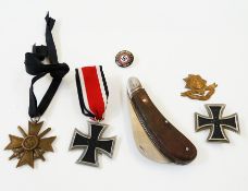 WWII German medals, badges and cap, medals to include:- Iron Cross 2nd Class (1 box)