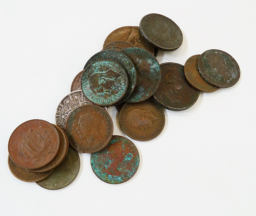 Miscellaneous coins and medals including some eighteenth century items, condition mixed, (1 bag)