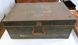 Naval trunk with inserts to inside lid 
Provenance: Owned by a Henry Noble Shipton, born 17.1.1769