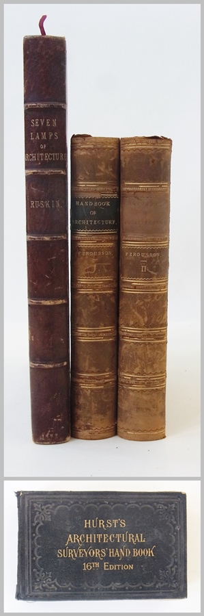 Ruskin, John
"The Seven Lamps of Architecture", sixth edition, George Allen 1889, half leather,