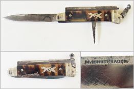 Rare 19th century folding knife/pistol. Single shot barrel with folding trigger mechanism.