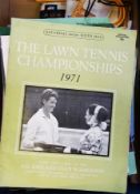 Quantity of tennis programmes inc. Wimbledon 1971, Australian open 2000, tickets etc (1 box)