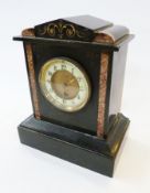 Victorian marble and black slate mantel timepiece, the dial inscribed "W. M. Harris, 179 High
