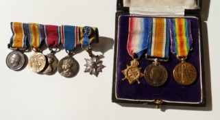 Two sets of WWI miniature  groups, one in fitted case