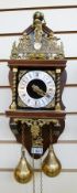 Continental stained wood and gilt weight-driven wall clock, having figure of Atlas with world