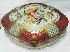 A continental casket trinket box, decorated with flowers and gilt highlights, with gilt metal hinged