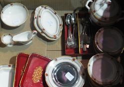 Victorian china child's part dinner service, including covered tureen, oval meat plates, decorated