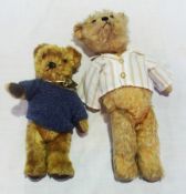 Plush teddy bear, 47 cm high and a dark gold teddy bear, 35 cm high (2)