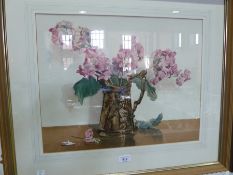 Watercolour drawing
John E. Barber
Pink Phlox in a brown jug, signed lower right,  39 x 50 cm