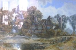 Watercolour drawing 
19th century English School
J.C. Adams (1840-1906)
Rural cottage scene of a