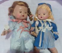 1920's/30's composition musical doll "A Hunting We Will Go" and another composition doll (2)