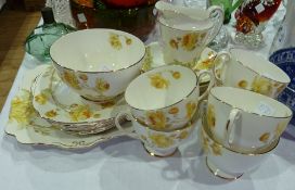 Royal Standard "Kew" pattern part tea service, cream ground with yellow foliate decoration