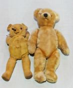 20th century gold plush teddy bear and another old teddy bear (2)