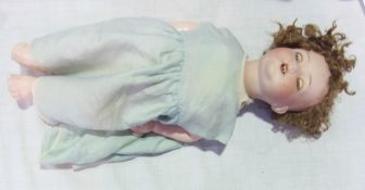 Armand Marseilles bisque headed doll, No 390 A9M, with sleeping blue eyes, open mouth, ball