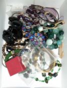 Quantity glass and other necklaces and other costume jewellery