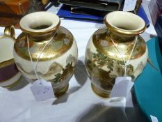 Pair Japanese Satsuma vases, decorated with landscapes (2)