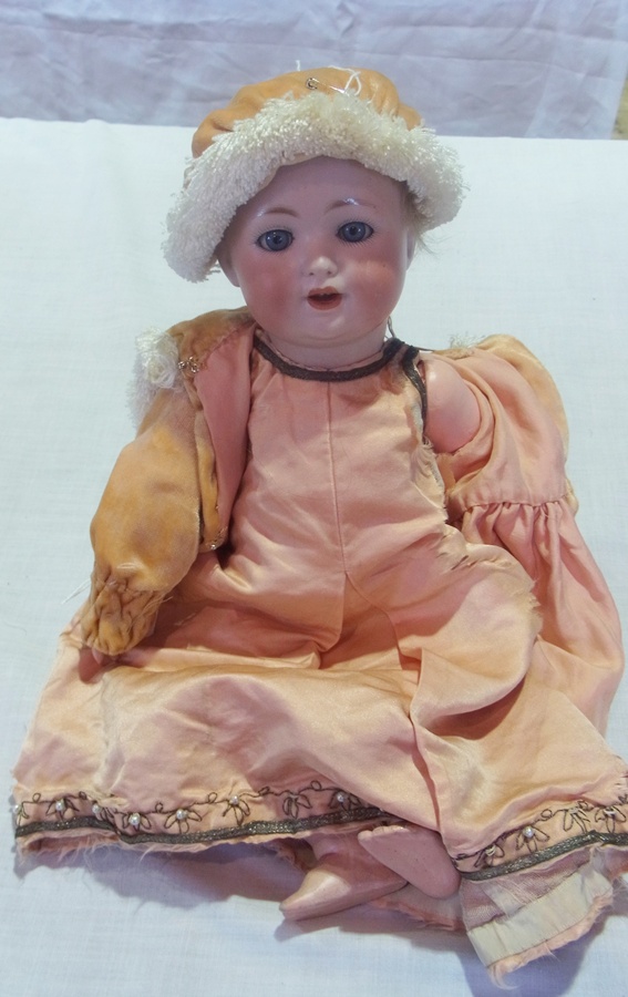 Thuringia bisque head doll,  with sleeping blue eyes, open mouth, ball jointed composition body in
