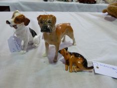 Royal Doulton figure of a terrier, another terrier, larger, and porcelain figure of a bulldog (3)