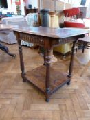 Late nineteenth century rectangular top oak side table with moulded edge, foliate carved