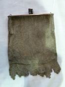 1920's silver coloured metal chain bag with geometric fringe