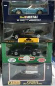 A 1/18 scale diecast Chrono Aston Martin DB5, a Britains Triumph TR6, Eagle Collectables Ford