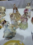 Wedgwood porcelain figures "Iris" and "Violet", Coalport figure "Queen Victoria", Wedgwood figure "