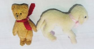 Steiff lamb together with early gold bear with glass eyes (2)