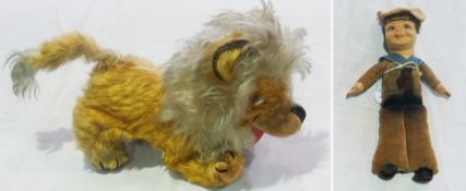 Merrythought lion and a Norah Wellings sailor doll, "SS Ariguani" (2)