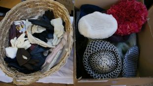 Large collection of assorted hats, to include vintage fur and other assorted evening hats (2