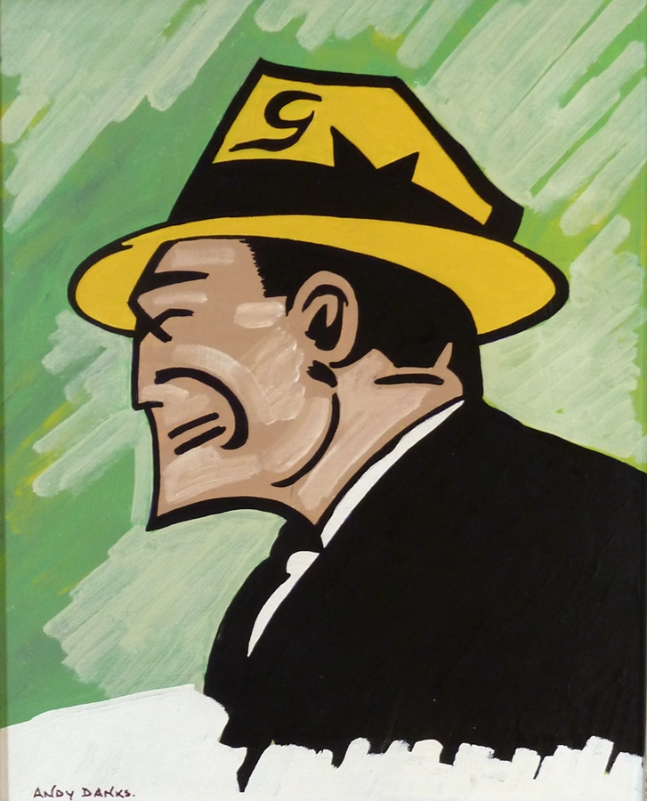 ARR
Contemporary oil painting 
Andy Danks (b 1950-) 
"Homage to Warhol - Dick Tracy", stylised