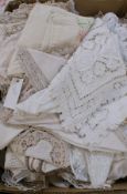 A large collection of table linen, mainly napkins, embroidered, crocheted, cut and drawn thread
