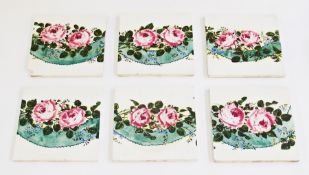 Six Wemyss decorative tiles, painted by Karen Nekola, granddaughter of Karl Nekola