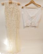 1930s/40s long white lace, sleeved evening dress