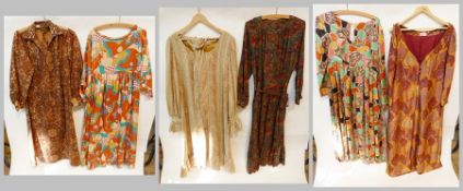 Various 1970s long dresses, woollen, silk  etc (6)
