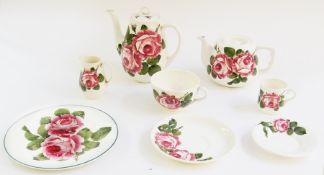 Part Wemyss china tea/coffee set, painted by Karel Nekola, seven coffee cups and three tea cups,