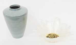 ARR
Wedgwood vase by Keith Murray, green glaze with ridged tapering body, together with a white