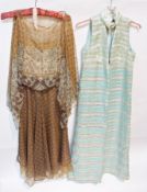 Various early 1970's maxi dresses including:- a Laura Ashley style printed dress, a Frank Usher (