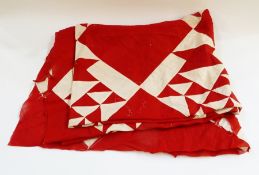 American quilt, white and red basket on a red ground, not quilted