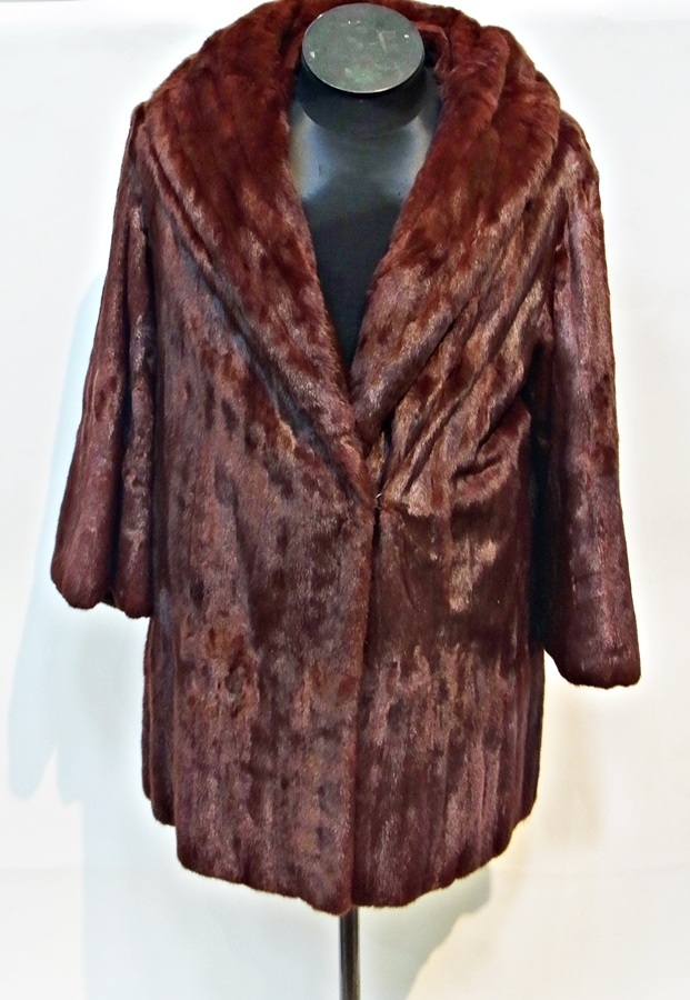 Squirrel fur coat by Schwartz, embroidered satin lining with internal pocket
