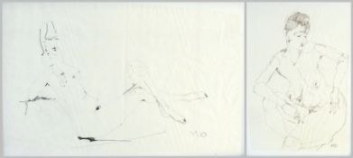 Five pen and pencil drawings
Possibly by Maija Licite
Depicting nude female figures, monogrammed