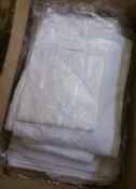 Two French(?) old linen sheets, monogrammed with lace inserts and a pillowcase, two double linen