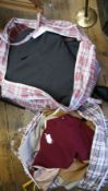 Two bags of gentleman's clothes, including trousers, suits, jackets, waistcoat etc., mainly modern