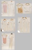 Four Victorian cotton nightgowns, a white cotton blouse, a 1930's satin nightdress, two short