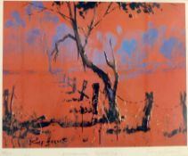 ARR
Limited edition colourprint 
By Rolf Harris (b. 1930)
"Australian Sunrise", stylised rural