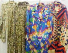 Four 1970's/80's garments including a 'Presents on the Pine' of Monmouth trouser suit, a flowered