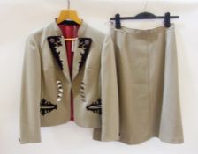 Collection of 1980s jackets with matching skirts, to include Bayerische grey jacket with brown