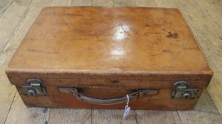 Vintage leather suitcase, initialled "B.F.P. Babcock"