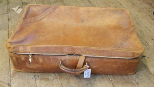 Large vintage leather suitcase