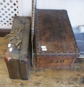 Paragon Lingerie of Cheltenham wooden box and vintage leather suitcase (2)